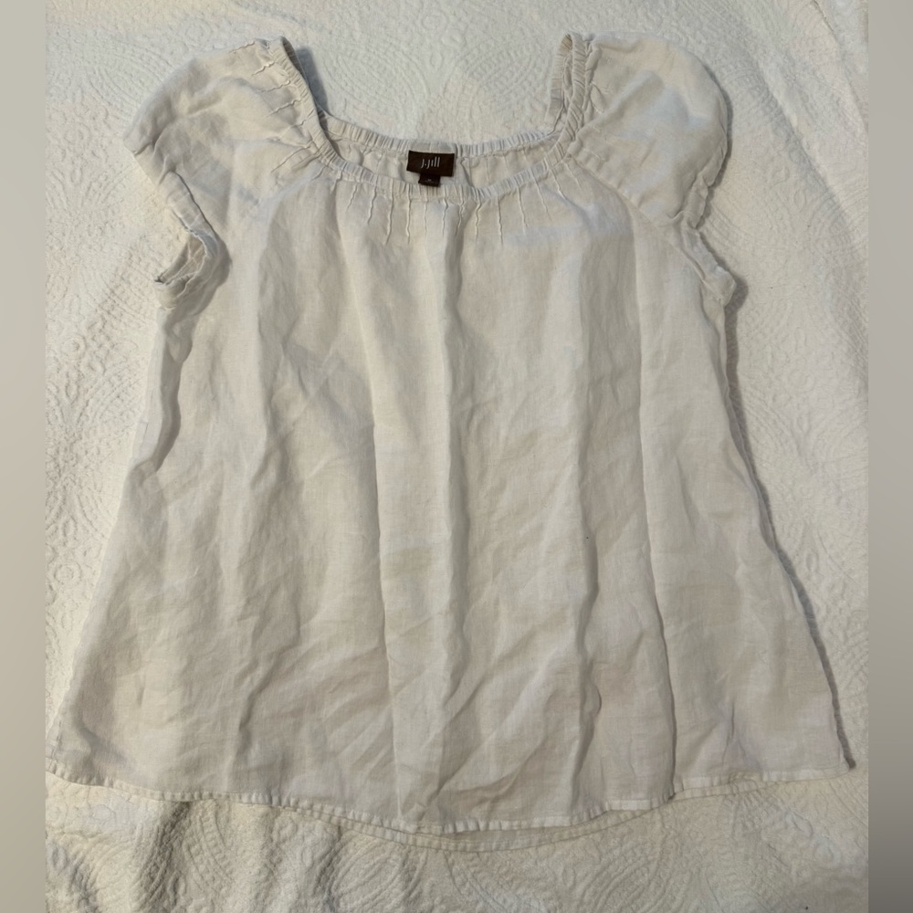 J. Jill White Linen Top Medium Petite